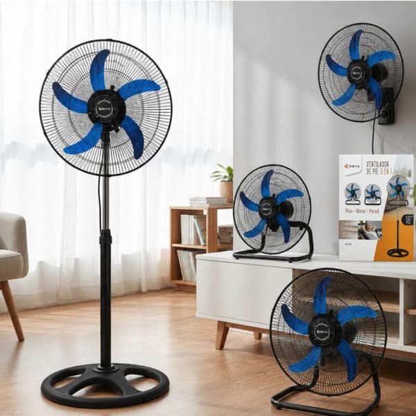 VENTILADOR 18" ORYX 3en1 Piso-Mesa-Pared