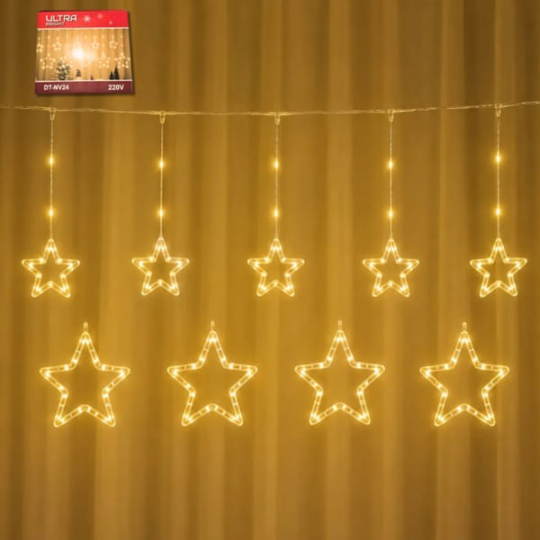 LUZ NAVIDEÑA CORTINA LED 3M ESTRELLAS DT-NV24