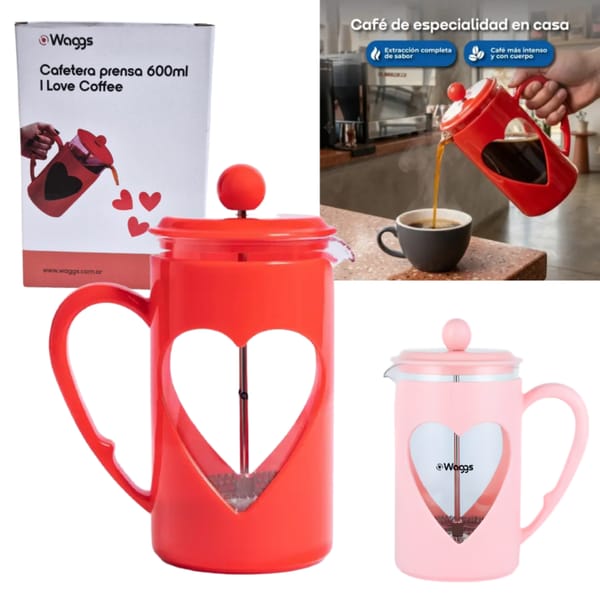 Cafetera Prensa Francesa De Vidrio 600Ml Corazon – WAGGS 1089