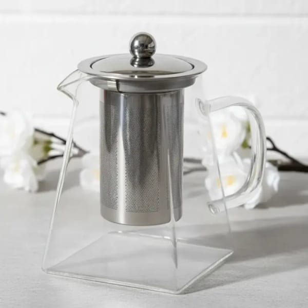 Tetera De Vidrio Con Filtro Infusor Base Cuadrada 550ml TETE-1109