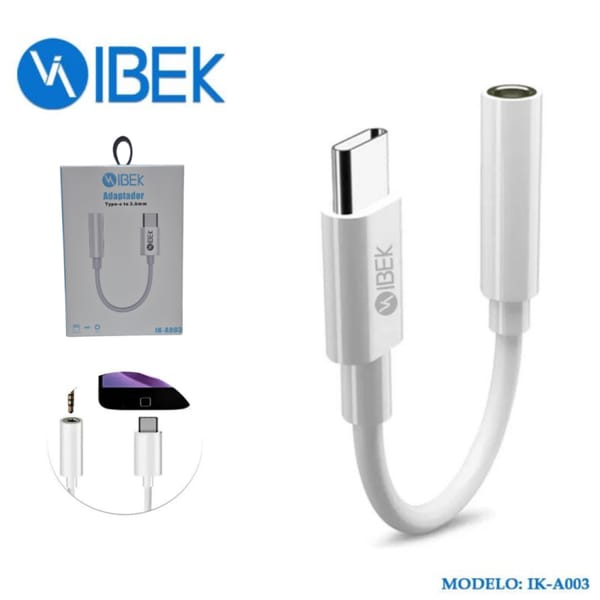 CABLE ADAPTADOR IBEK TIPO C-JACK 3.5MM IK-A003