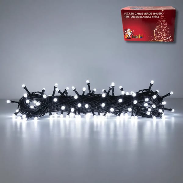 LUZ LED CABLE VERDE 160LED 10M LUCES BLANCAS NV61