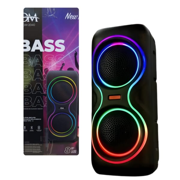 Parlante Bluetooth RGB 8" Pulgadas BASS OM 2040