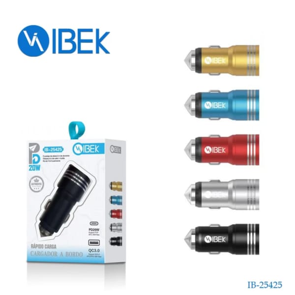 Cargador Para Auto 20W con USB + Tipo-C IBEK IB-25425