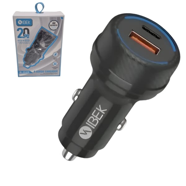 CARGADOR PARA AUTO IBEK 20W PD IB-25428