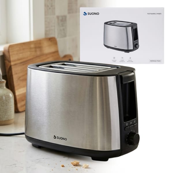 Tostadora Electrica 2 Ranuras 750W Metalica SUONO HOG467