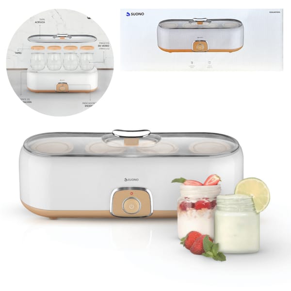 Yogurtera Eléctrica Suono 720 ml 4 Vasos de Vidrio de 180 ml HOG0342
