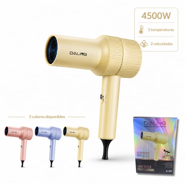 Secador de Pelo 4500W 3 Temperaturas 2 velocidades DALING DL-3037