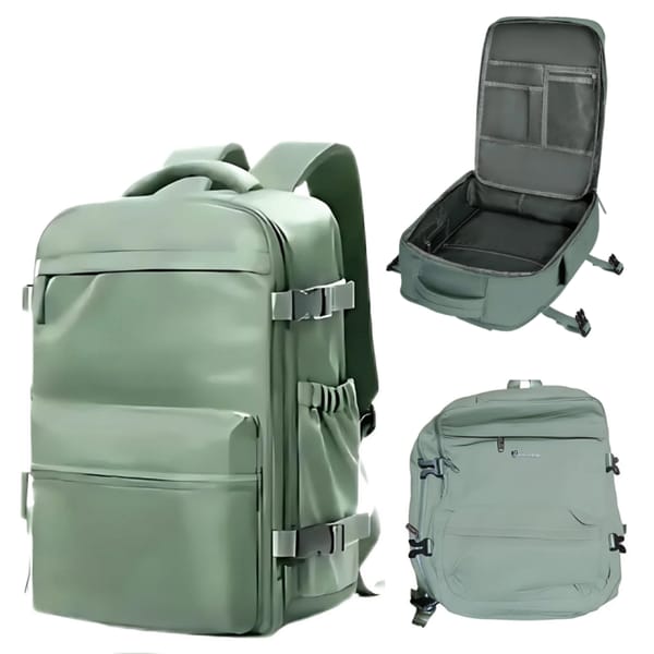 Mochila de Viaje de mano Carry On Shuerbei de Cuero Verde 3070