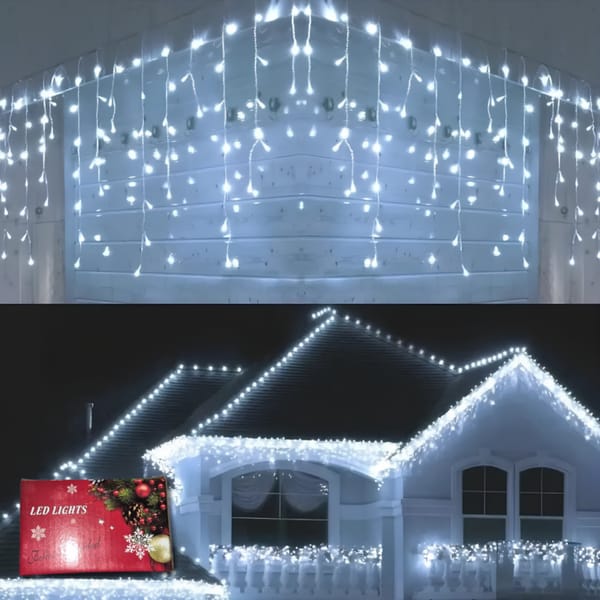 LUCES NAVIDAD LLUVIA 6 METROS 200LED BLANCA FRIA NV32