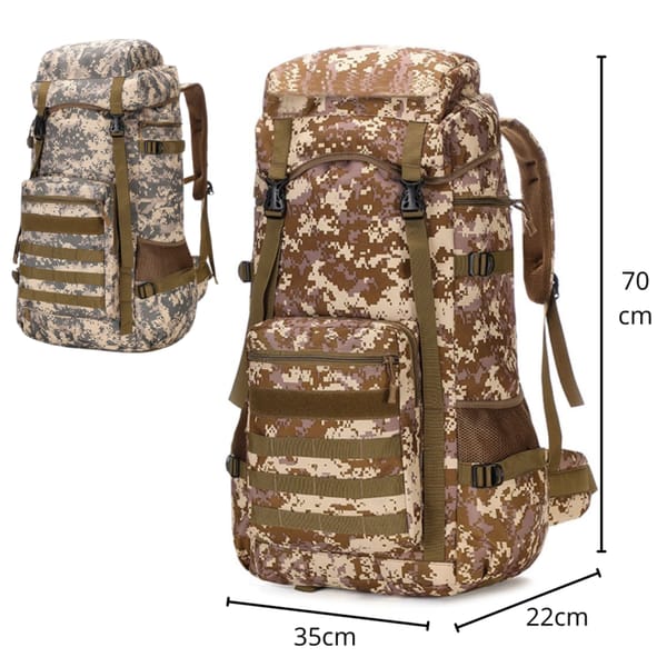 Mochila Trekking Hércules Camuflaje Urbano y Desierto Militar B263449