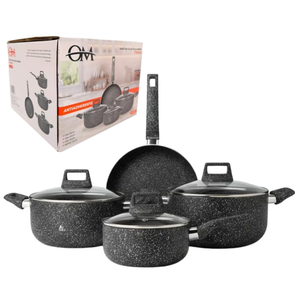 Set Juego De Ollas x7 Piezas Batería De Cocina Teflon 30128035/37/38