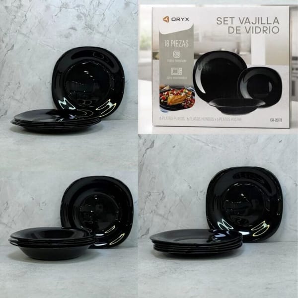 SET DE VAJILLA ORYX X18PCS NEGRO OR-0517B