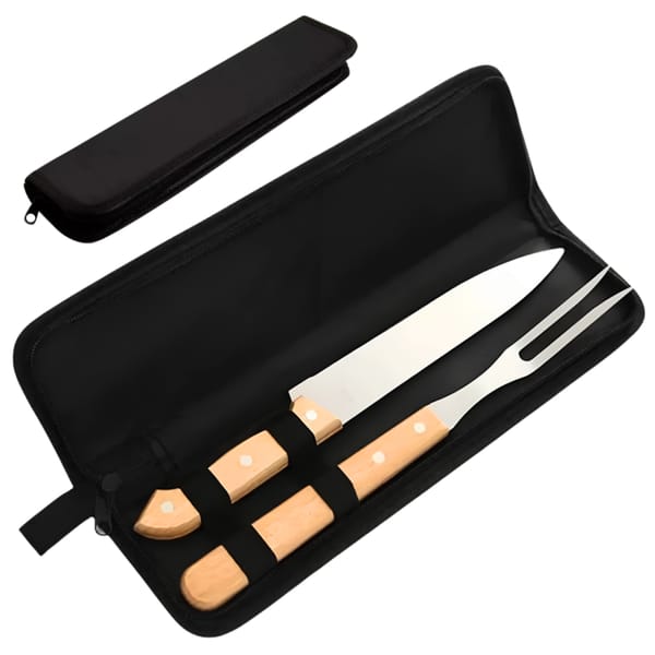Set de Asador Cuchillo y Tenedor Estuche Negro JK-AMM