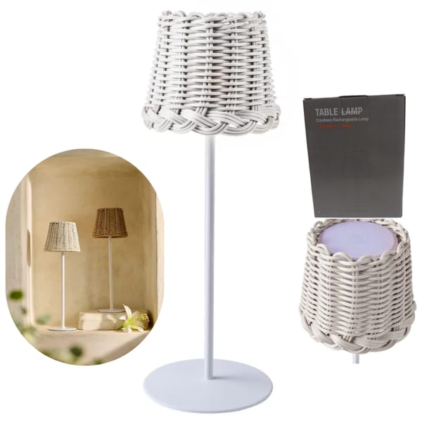 LAMPARA DE MESA CON MAMPARA DE MIMBRE EZ-102