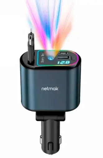 CARGADOR AUTO 4 EN 1 66W C/LUCES NM-W90 NETMAK