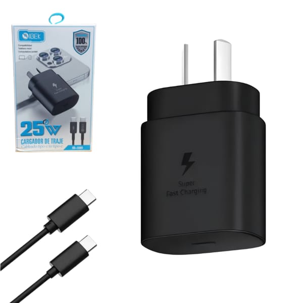 Cargador IBEK 25W con Cable C a C IB-580