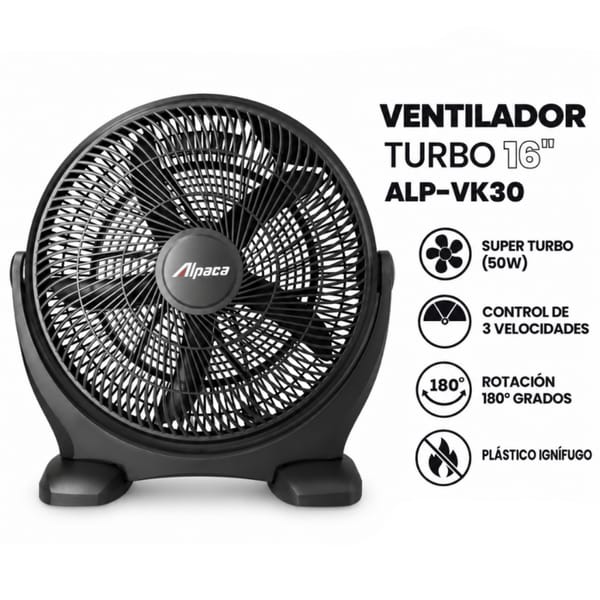 VENTILADOR TUBO ALPACA 16" 50W ALPVK30N