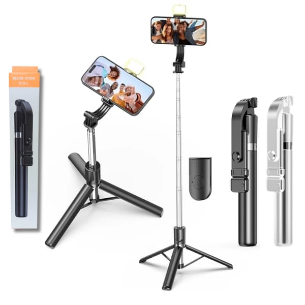 Palo Selfie Bluetooth + Trípode 2 En 1 Alto 170 Cm Con Luz R1S-L