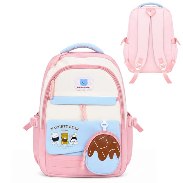 Mochila Rosa Ositos Color Pastel HAODUYOUDU NAUGHTY BEAR 6110