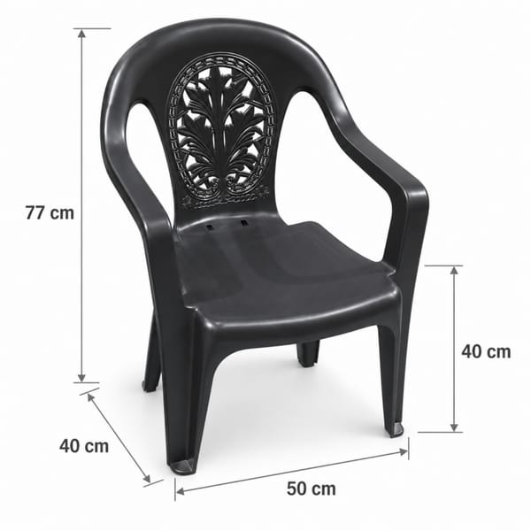 SILLA PLASTICA NEGRA CON DISEÑO