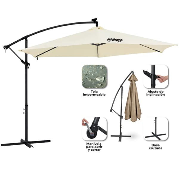 Sombrilla Parasol Lateral Waggs Grande 3m Beige SOMB01