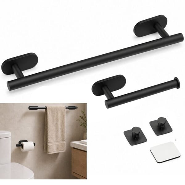 Set de baño, Portatoalla y papel higienico AUTOADHESIVO MELECH-632