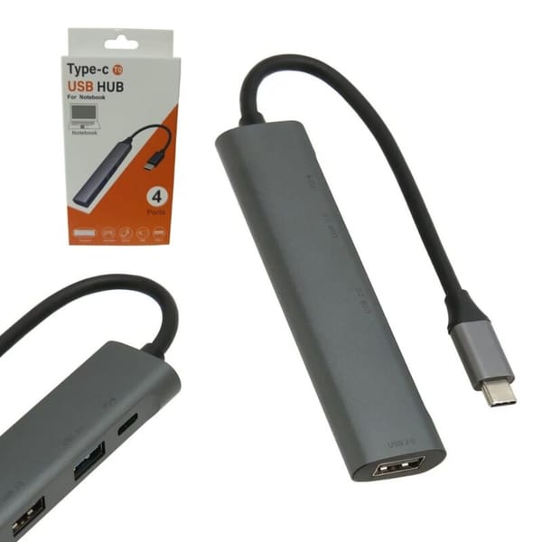 ADAPTADOR HUB TYPE-C a 3USB y 1TYPE-C HUB KR-64550