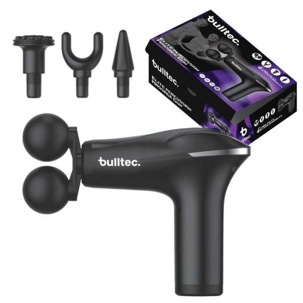 Pistola Masajeadora 2 Pelotas 4 Puntas ELITE PERCUSSION BULLTEC MT386