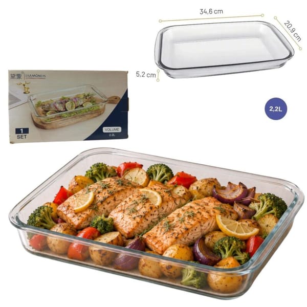 Fuente de Vidrio Simil Pyrex Para HORNO DIAMONDS 2.2LT AD313-03