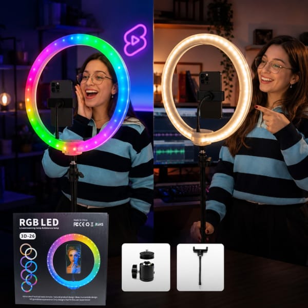 ARO DE LUZ RGB 3D-26 LUCES AMBOS LADOS 10"