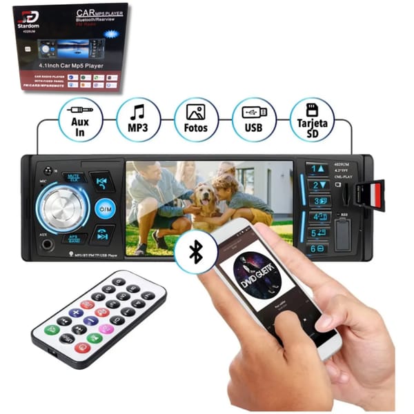 Estereo Para Auto Con Pantalla Fhd Bluetooth Manos Libres Usb 4026UM 4.1"