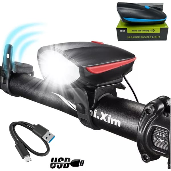 LUZ DE BICI RECARGABLE USB SOLAR S7599