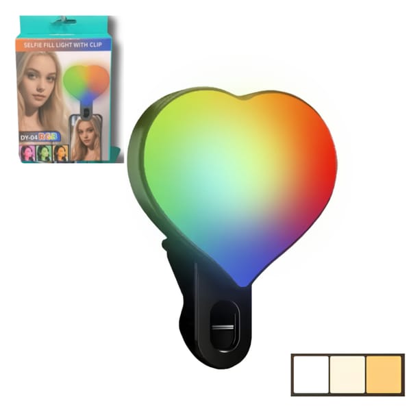 Luz Portátil Para Selfies Con Clip Para Teléfono RGB 3 Tonos DY-04