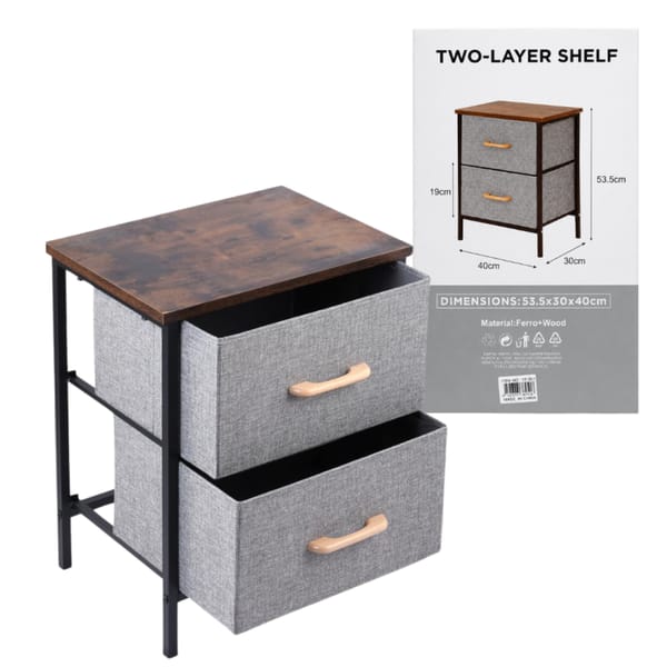 Mesa de Luz Organizadora Con Cajones 2 Niveles de Hierro YP-801