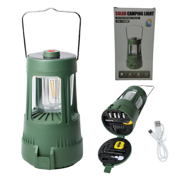 Lampara Solar con Manija y Kit de Herramientas CAMPING LIGHT HW-7759W