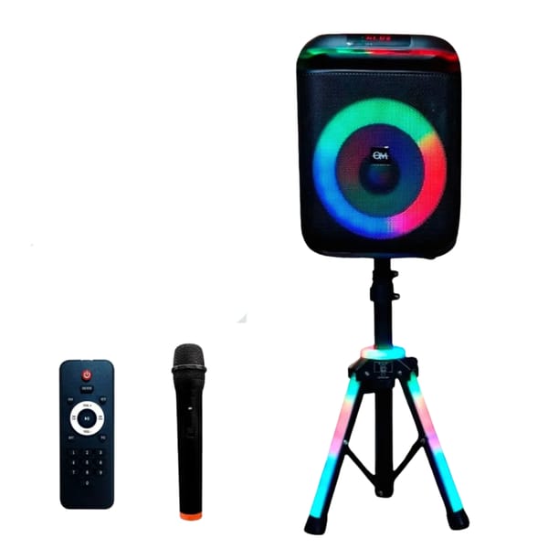 Parlante Bluetooth Extra Bass 8,5" Pulgadas con Tripode RGB Ritmico OM BOOMING