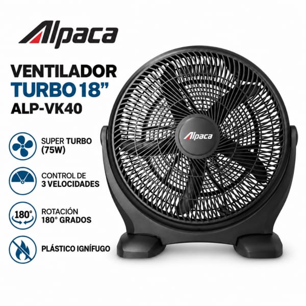VENTILADOR TURBO ALPACA 18" 75W ALPVK40N