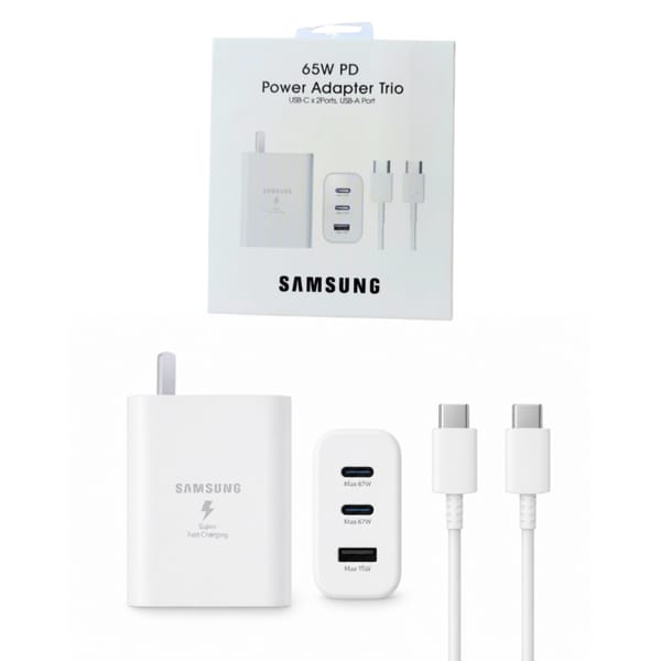 Cargador Samsung 65W 3 Entradas C/Cable