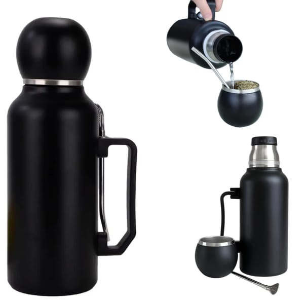 TERMO CON MATE Y BOMBILLA FOOTBALL THERMOS SUS304