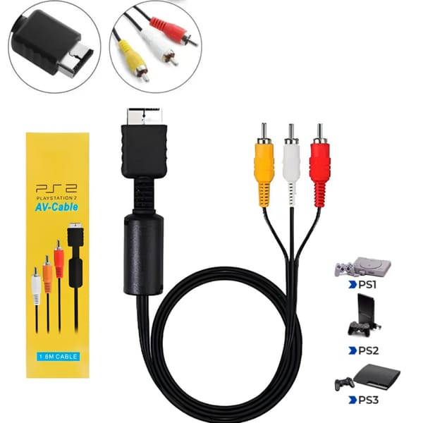 Cable Av 3 Rca 1.8 Metros Compatible Con Playstation Ps1 Ps2 Ps3