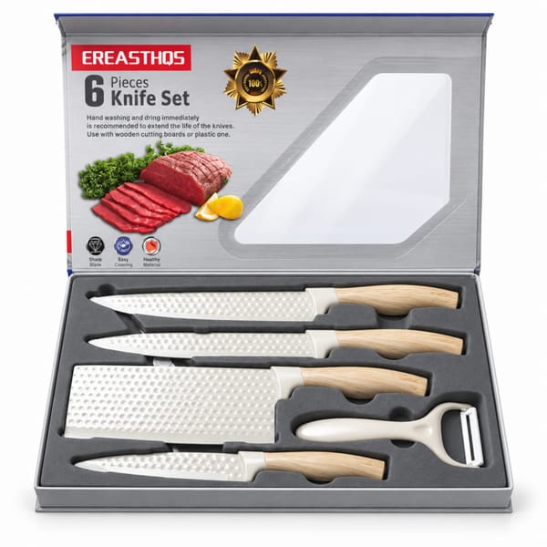 SET DE CUCHILLOS X6PCS COLOR CREMA EREASTHQS IS53497