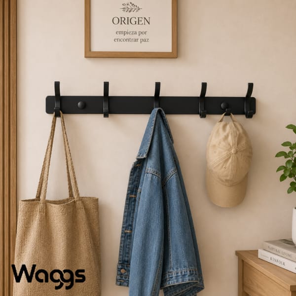 Perchero de Pared 5 Ganchos WAGGS PERE06 color negro